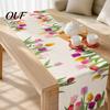 Modern Floral Tablecloth for Coffee Table Runner, Spring Summer Flower Prints, 72 Inch Durable Protector Daily Use Farmhouse Cover Home Dining