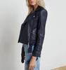 Stylish Women's Navy Blue Jacket Biker Real Lambskin Leather Motorcycle Style