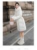 Brand Women's Mid-Length Slim Fit White Duck Down Jacket - Winter 2025 Style, Petite Size, Waist-Cinching, Thickened Coat
