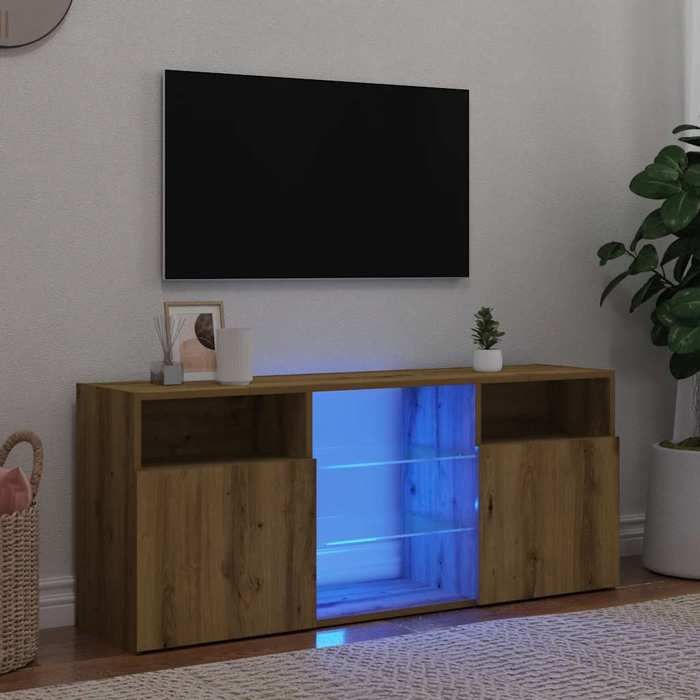VidaXL TV Cabinet with LED Lights Artisan Oak Engineered Wood, TV Stand, Media Unit, TV Console, Furniture 856352