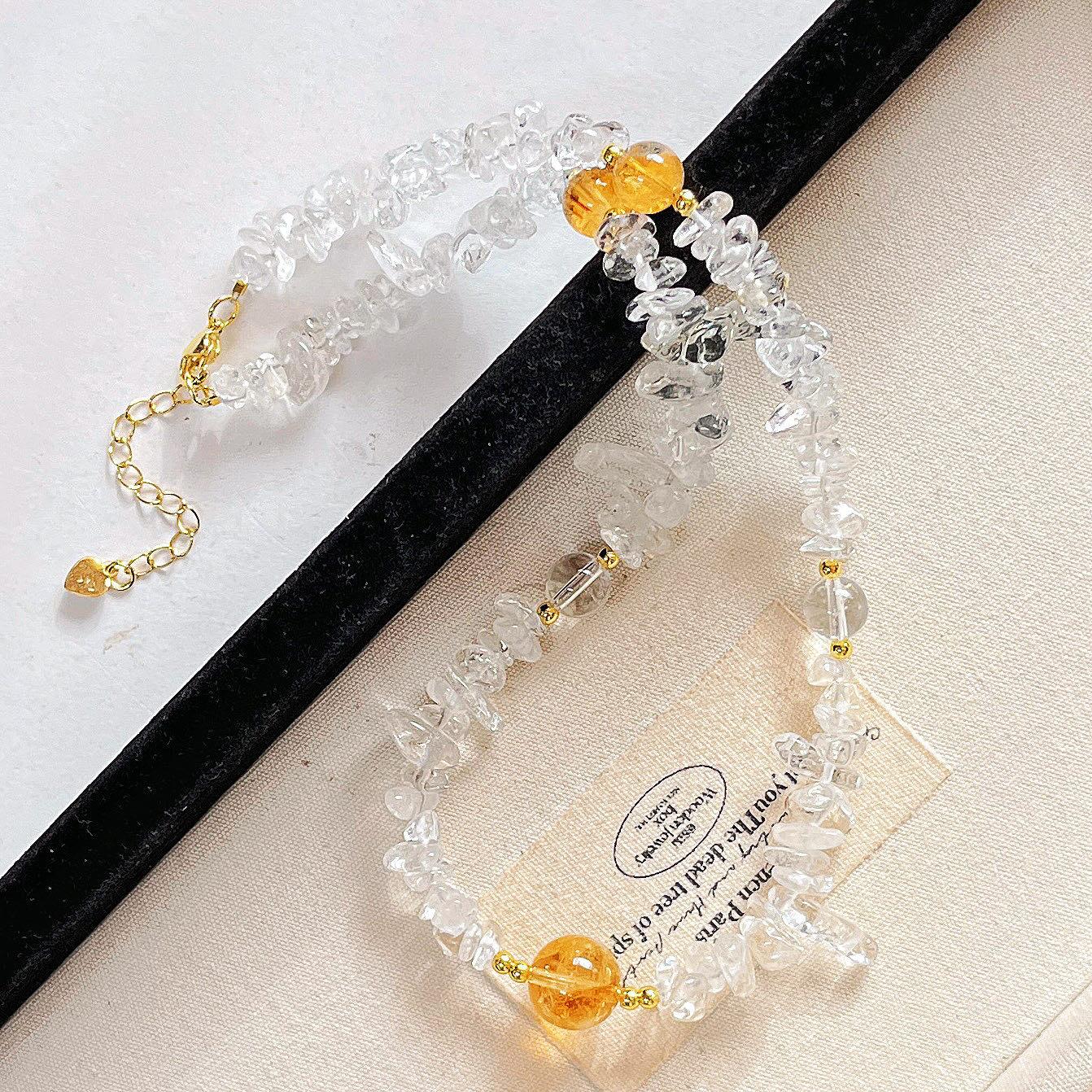 High Quality Maillard Natural Citrine White Crystal Clavicle Chain Necklace Women