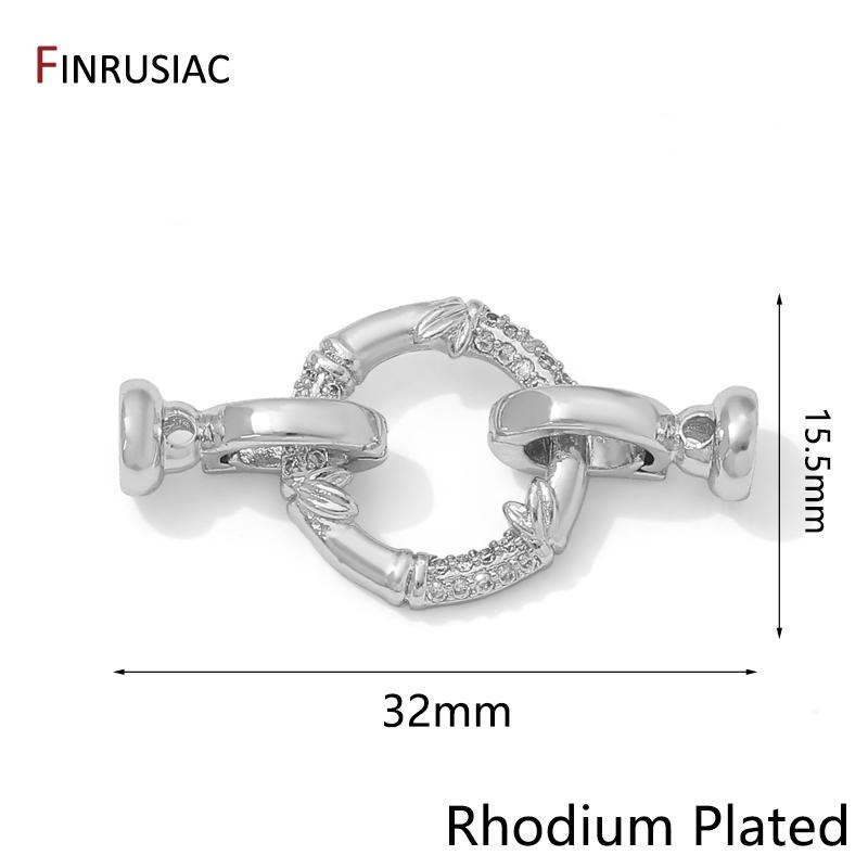 14K Gold Plated Brass With Zircon Round Fastener Clasps Lock,Closured Clasps Connector For DIY Jewelry Making Accessories
