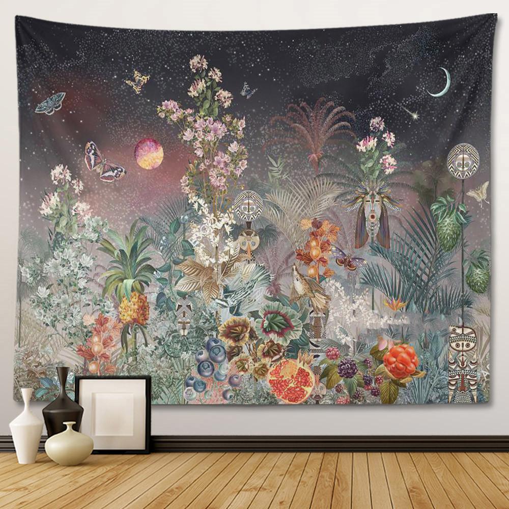 European Floral Retro Tapestry Plant Wall Hanging Bedroom Decoration Wall Hanging Tapestry Home Room Living Room Decoration