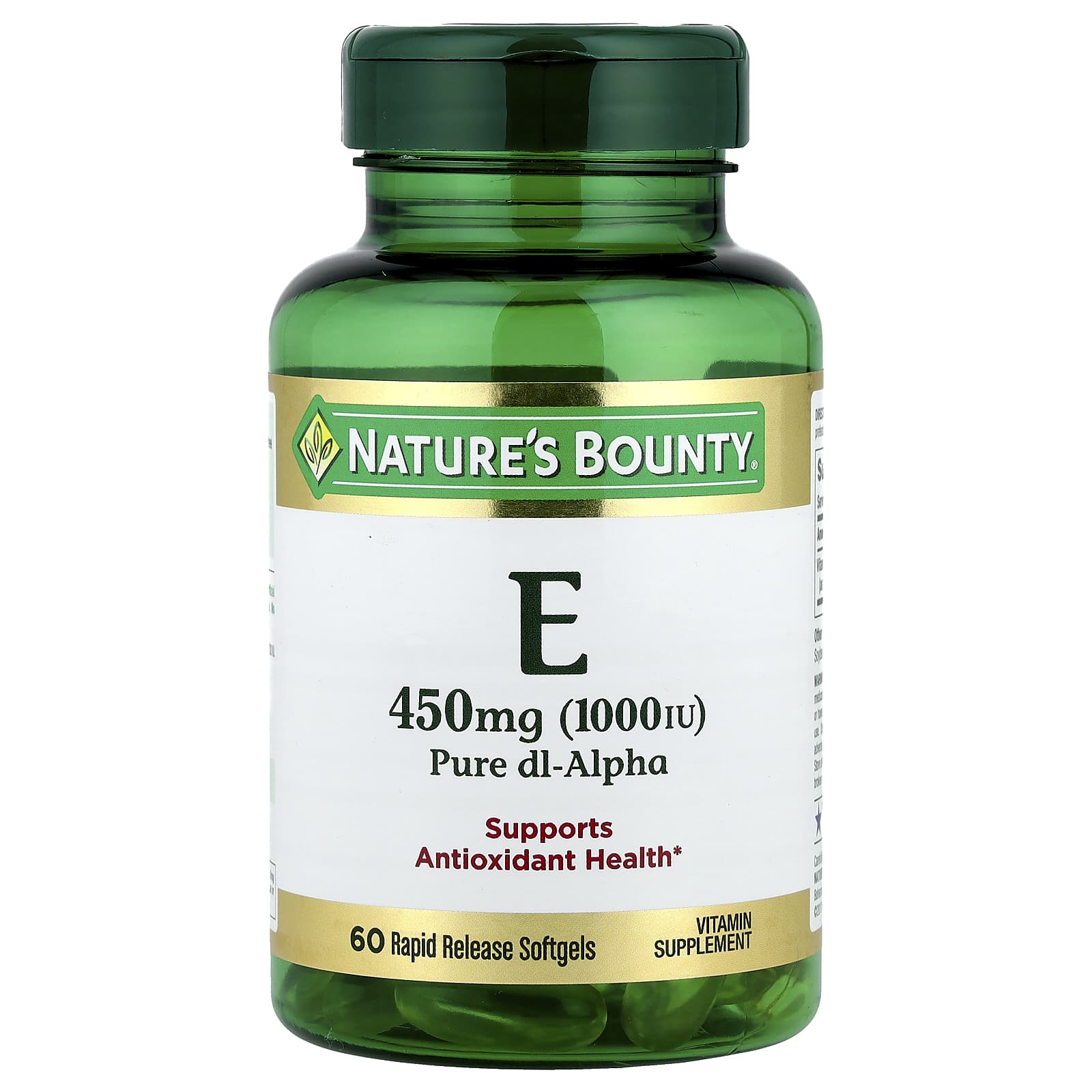 

Nature S Bounty, Vitamin E, Pure Dl-Alpha, 450Mg (1,000Iu), 60 Rapid Release Softgels