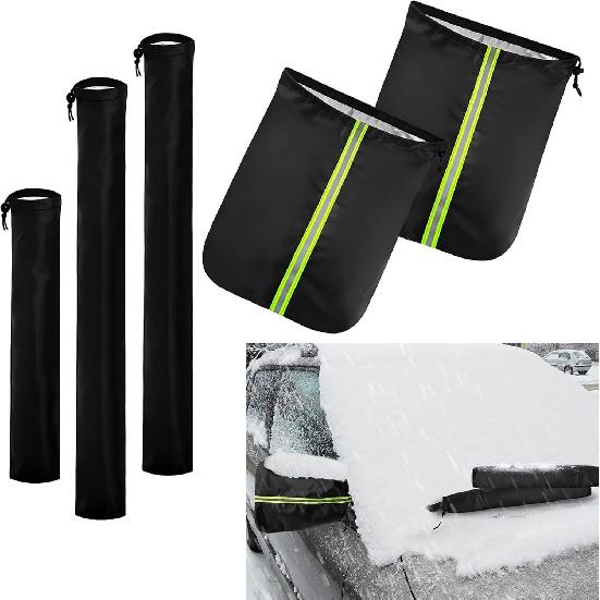 

5 PCS Car Mirror Covers and Windshield Wiper Covers, Rearview Mirror Wiper Snow Covers Dust and Frost Protectors, Car Exterior Protection
