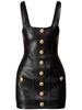 Stylish Party Casual Women's Black Genuine Lambskin Leather Dress Mini Handmade