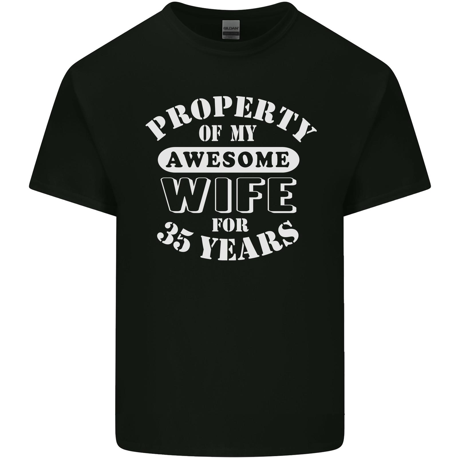 

35 Year Wedding Anniversary 35th Funny Wife Mens Light Cotton T-Shirt Mens Womens Tees Top 4XL
