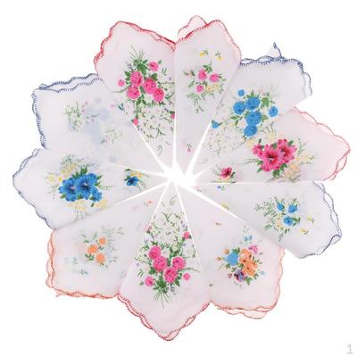 10 pièces Mouchoirs en Tissu Floral Vintage pour Femmes