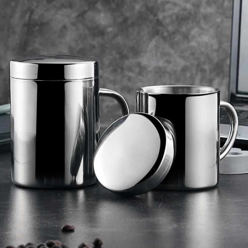 304 Stainless Steel Double Walled Mugs, Metal Coffee & Tea Cup Mug - Insulated Cups with Handles