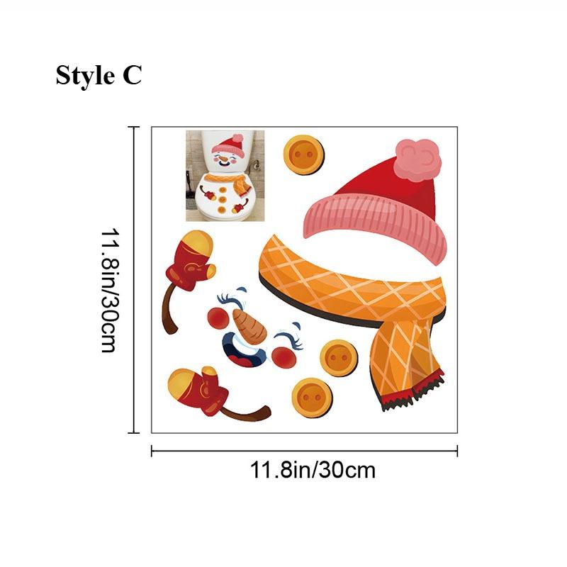 Weihnachts Schneemann Toilettenaufkleber Cartoon PVC Selbstklebend Badezimmer Dekoration Wandaufkleber für Toiletten Deko