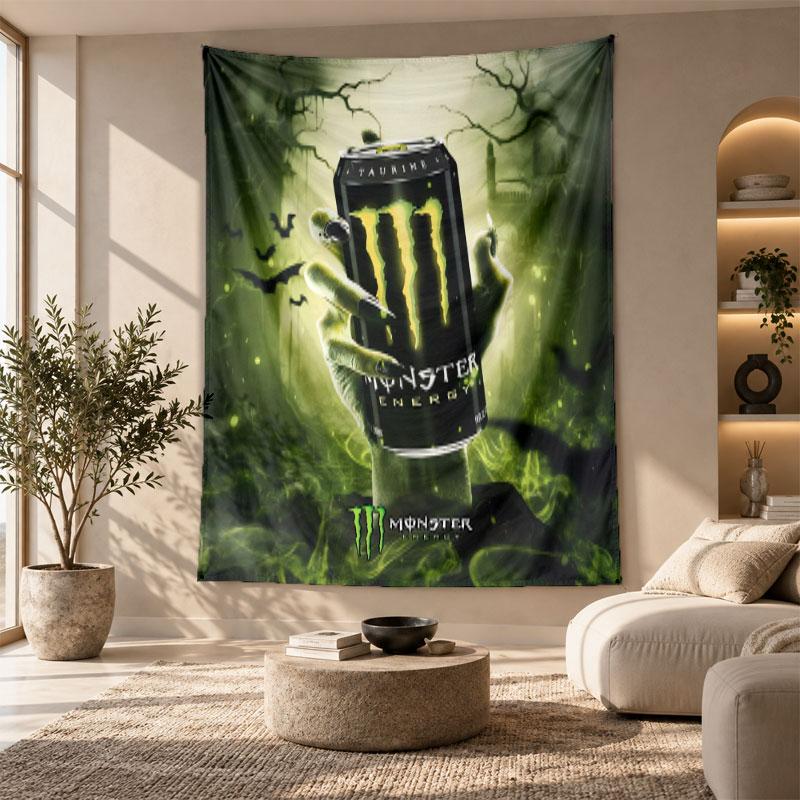 Decorative Tapestry,Monster Energy Printed Wall Art, Lightweight Wall Hanging For Bedroom Background