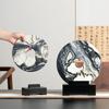 Marmorring Vertiefter Ring Naturmarmorstatue Konzentrische Kreise Dekorationsfiguren Heimdekorationszubehör