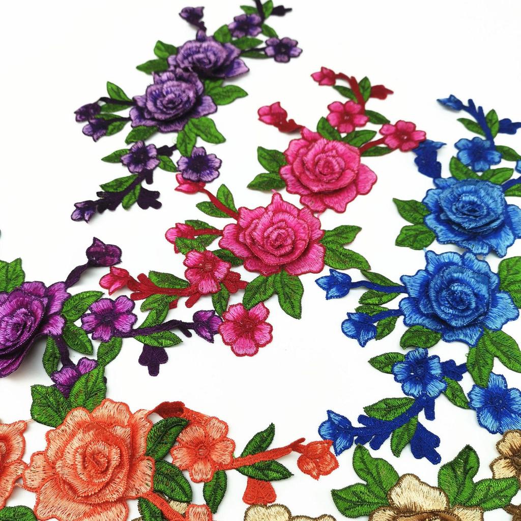 12-Color 3D Water-Soluble Embroidery Appliqué Ethnic Style Clothing Patch