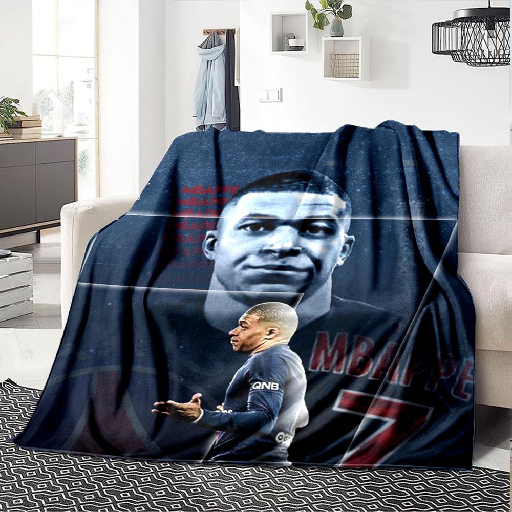 Star Player Kylian Mbappé Blanket Durable Comfort Perfect for Chair Picnics Office for All Occasions Playful Design