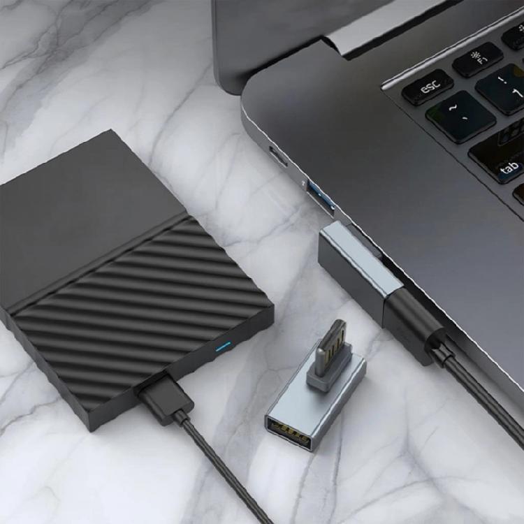 90°Angled USB Adapter Reversible Insertion Support Fast Charging and Data Transfer Connecting to Keyboards,Mouse,