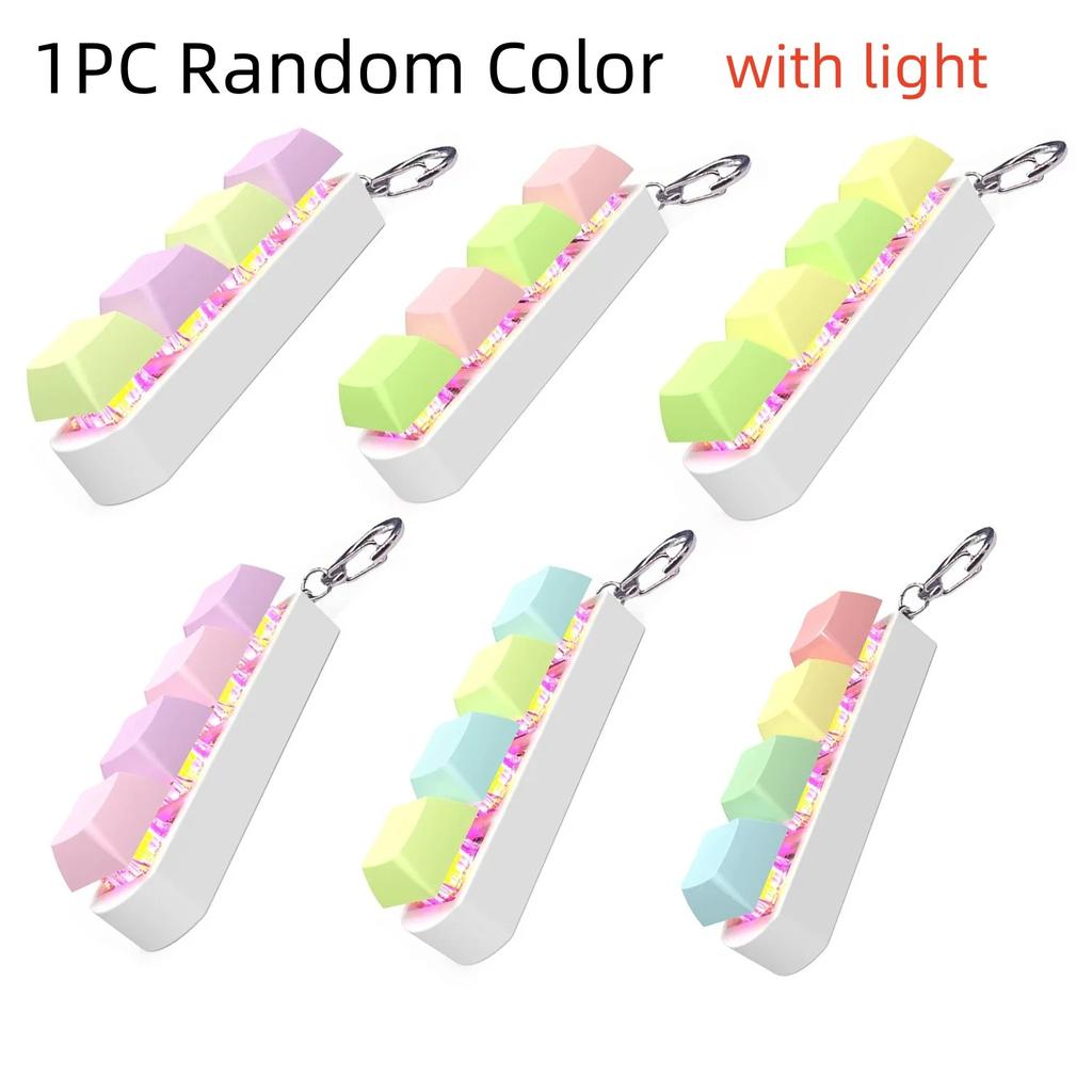 Keyboard Fidget Toy with LED Light - Silent & Loud Switchable Keychain Sensory Toy for Anxiety Relief, Stress, Autism & ADHD