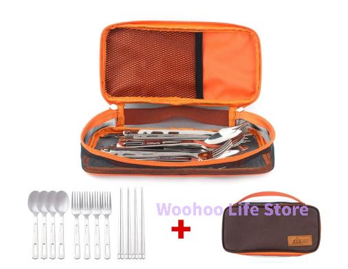 Camping Cutlery Organizer Travel Tableware Pouch Outdoor Utensil Storage Bag Portable Camping Kitchen Organizer For Hiking коричневый