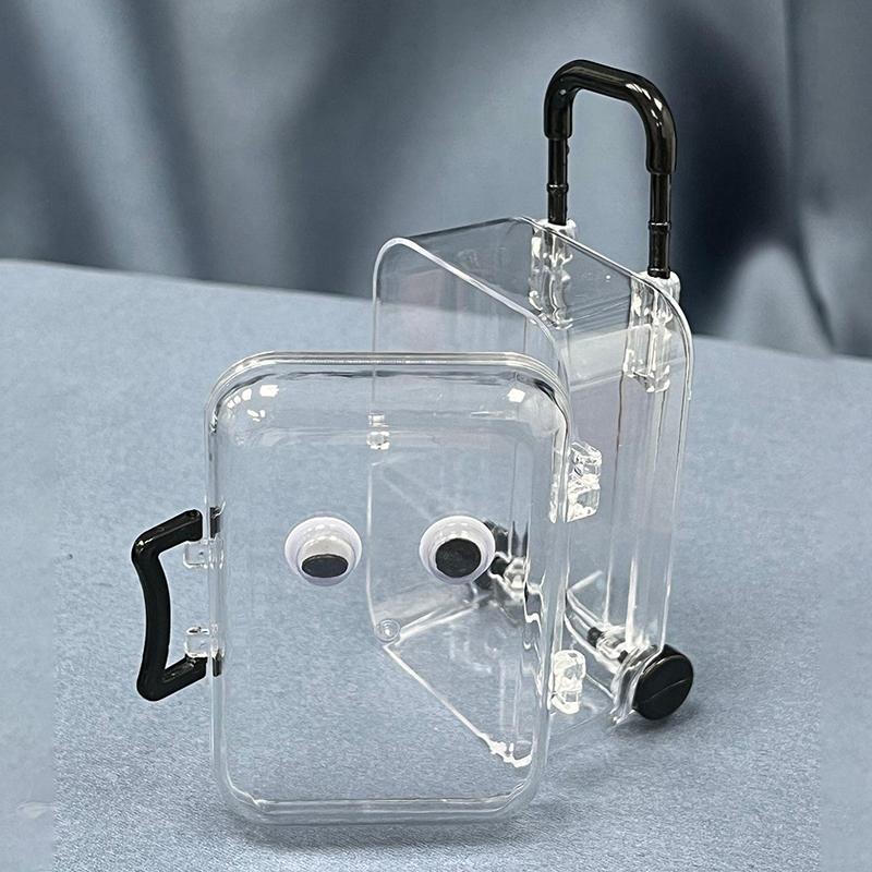 Creative Jewelry Storage Box Mini Cute Clear Luggage Suitcase Candy Box Wedding Gift Packaging Desk Organiser Decoration