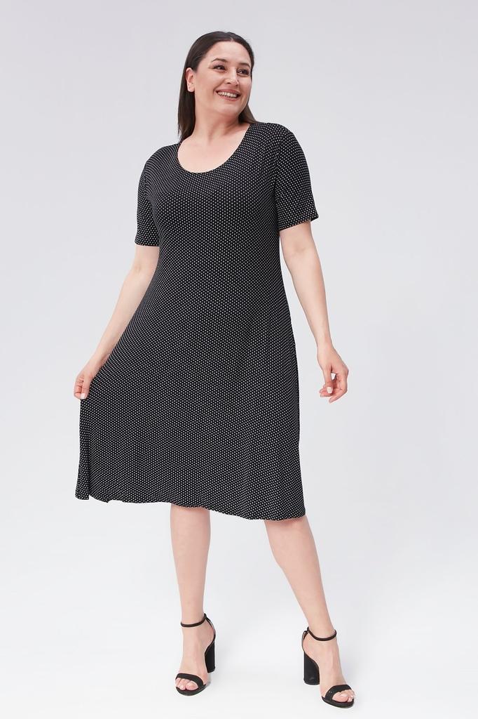 Damska sukienka w dużym rozmiarze z wiskozy, z krótkim rękawem i kwiatowym wzorem