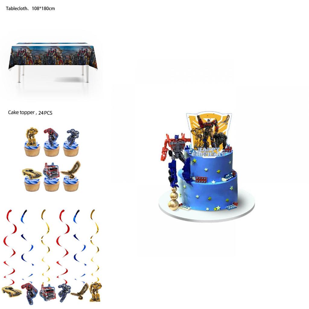 Neuankömmling Transformers Themenpartyzubehör Dekorieren Sie Ihre Party mit Plastiktellern, Papierservietten und Tischdecke