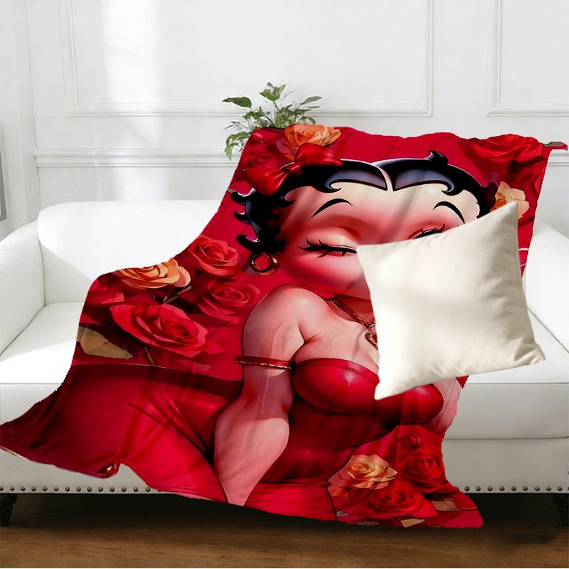 Betty Boop Print Blanket - Soft & Comfortable, for Bedroom, Travel, Sofa, Home Decoration - Birthday Christmas Gift for Friend