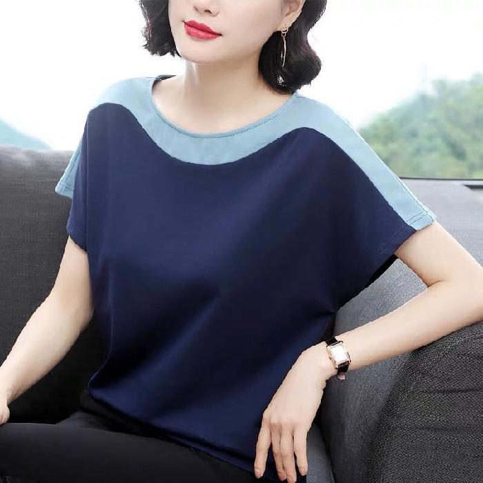 

YYFS Женские модные повседневные летние весенние блузки и рубашки с коротким рукавом и круглым вырезом с принтом в стиле колор-блок XXXL