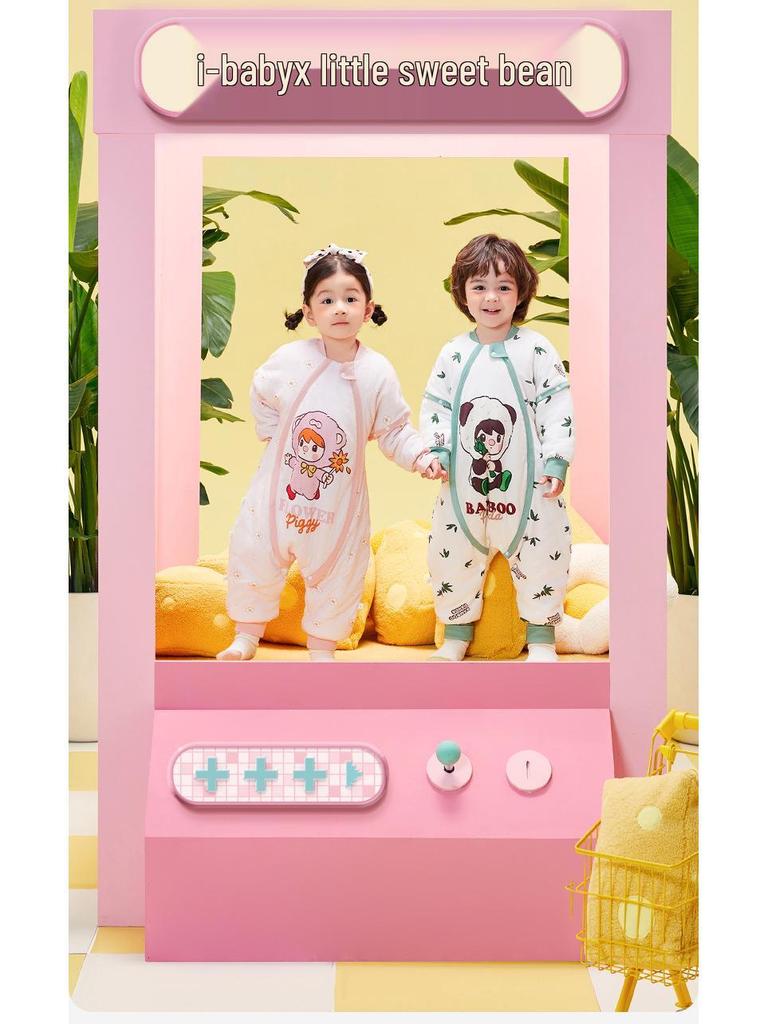 iBaby English Baby Split-Leg Sleeping Bag: Autumn/Winter Pop Mart IP Collab, Knitted & Quilted, Constant Temp Control