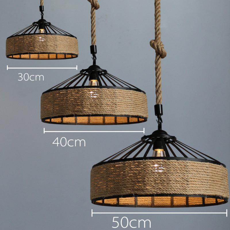 Rustic Jute Rope Pendant Light - Retro Industrial Style for Clothing Stores, Cafes, Bars, and Restaurants