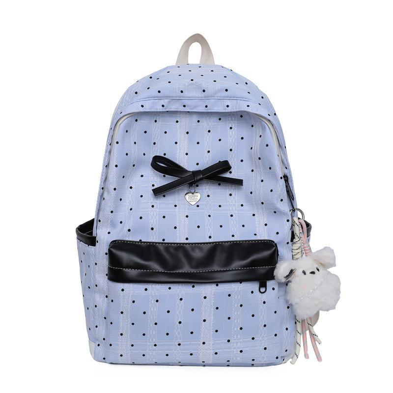 Schoolbag New Polka Dot Girl Backpack Tide Japanese Simple Versatile High Value Backpack Bow Student Travel Backpack