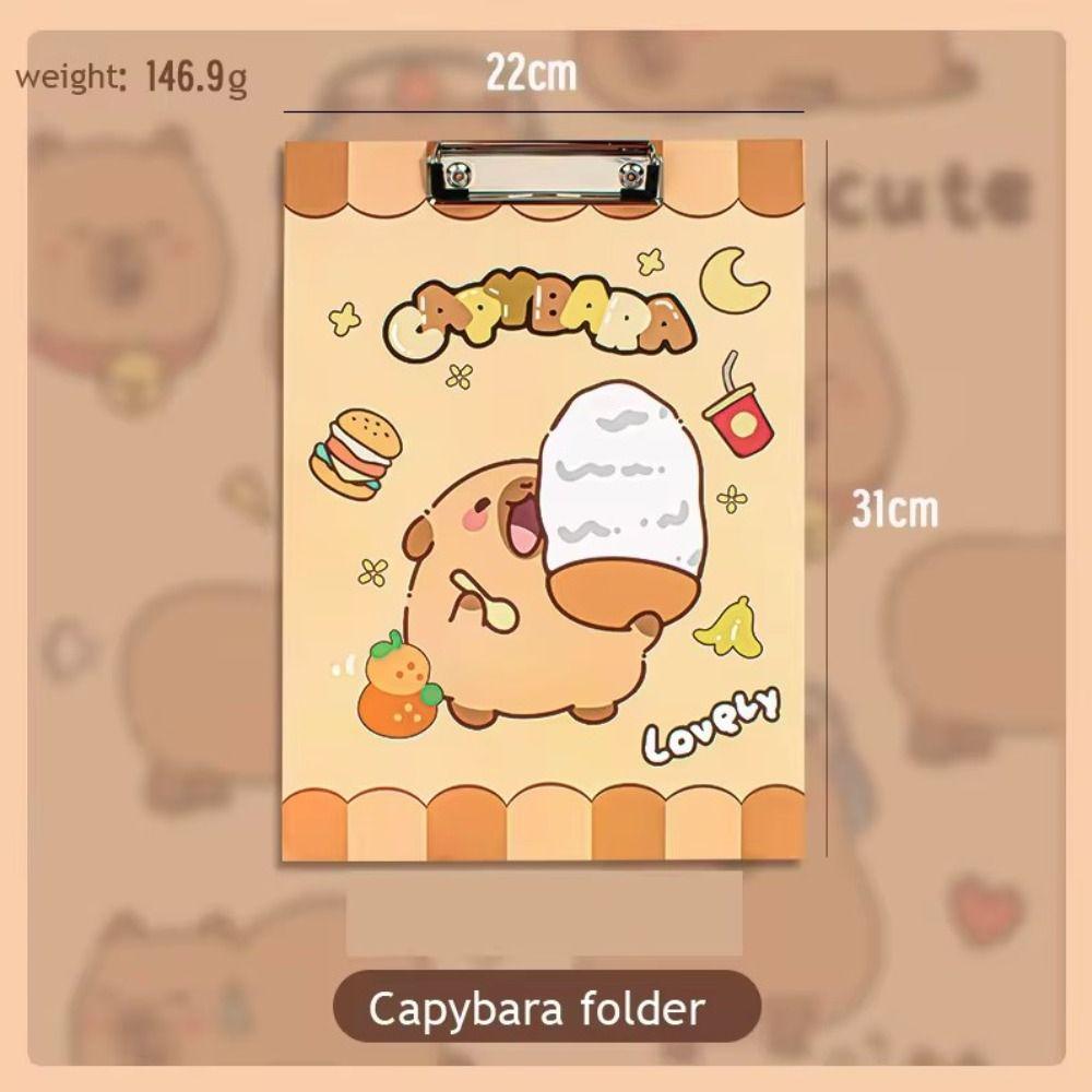 Aesthetic A4 Board Clip Folder File Storage Writing Clipboard Capybara File Folder  File Organizer