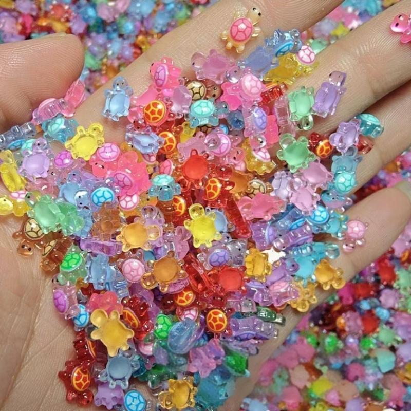 100Pcs Glow In The Dark Resin Turtle Figurines /Cute Miniatures For Fairy Garden Micro Landscape, Dollhouse Decor Crafts