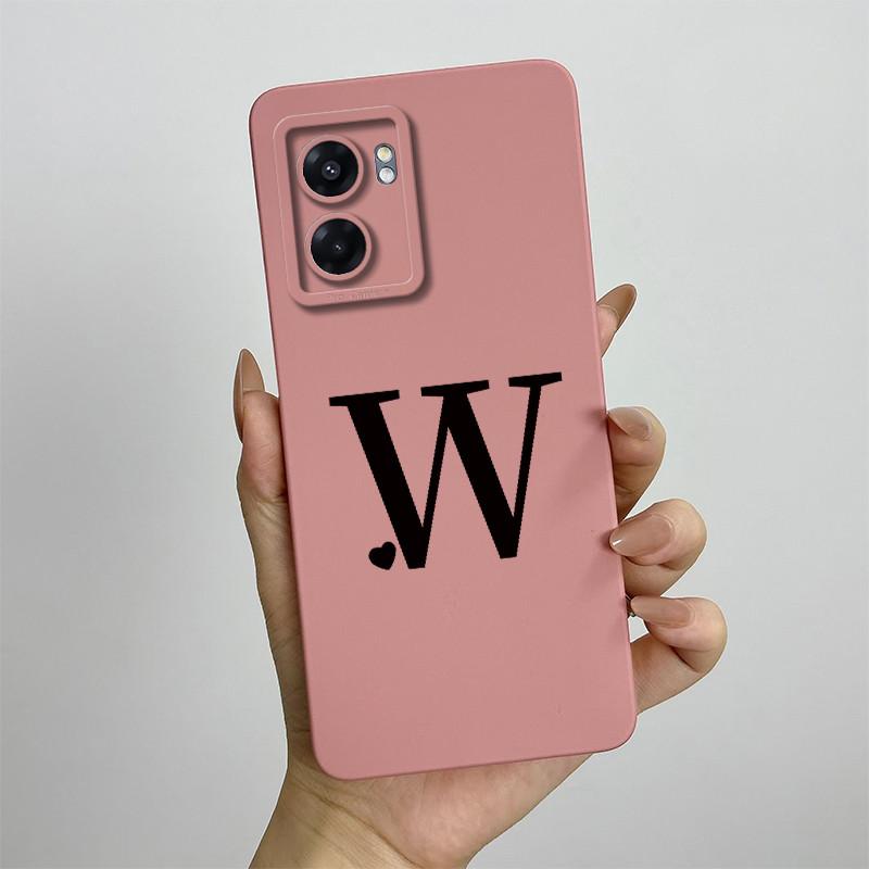 For Oppo A57 4G 2022 Case Oppo A57s A77s Cute Initial Letters Simple Cover Soft TPU Phone Case For Oppo A77 4G Back Cover Capa