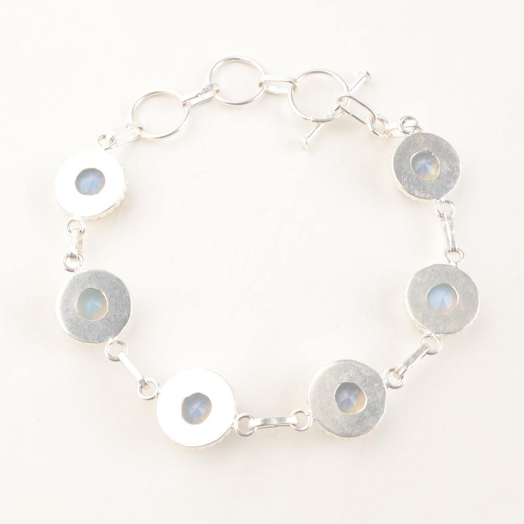 Milky Opal Gemstone 925 Sterling Silver Jewelry Handmade Bracelet Birthday Gift RB-9-14