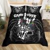 Gaming Comforter Cover Sugar Skull Gamer Bedding Set Spider Web Halloween Duvet Cover SetsHand Skeleton Gamepad Quilt Cover