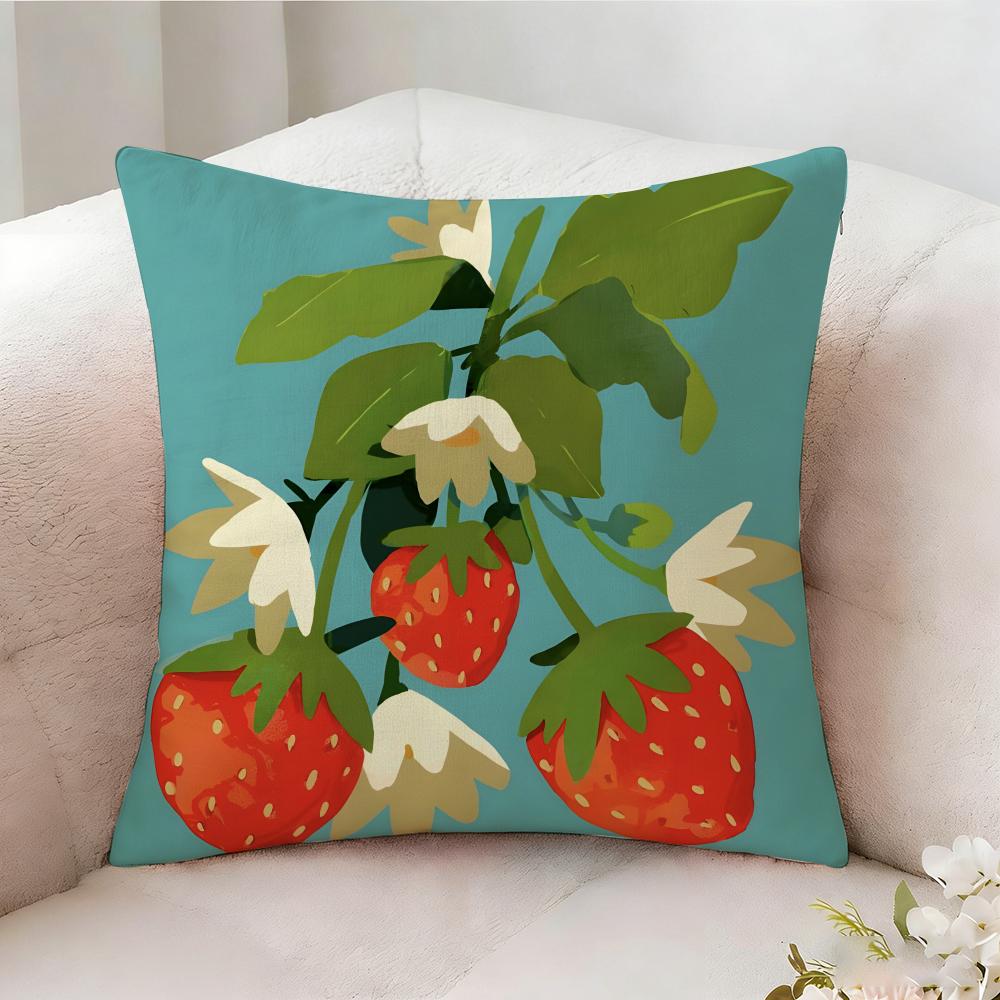 Strawberries Cute Food Pillow Case Pillowcase Doublesided Printed Sofa Cushion Bedroom Headboard Pillow