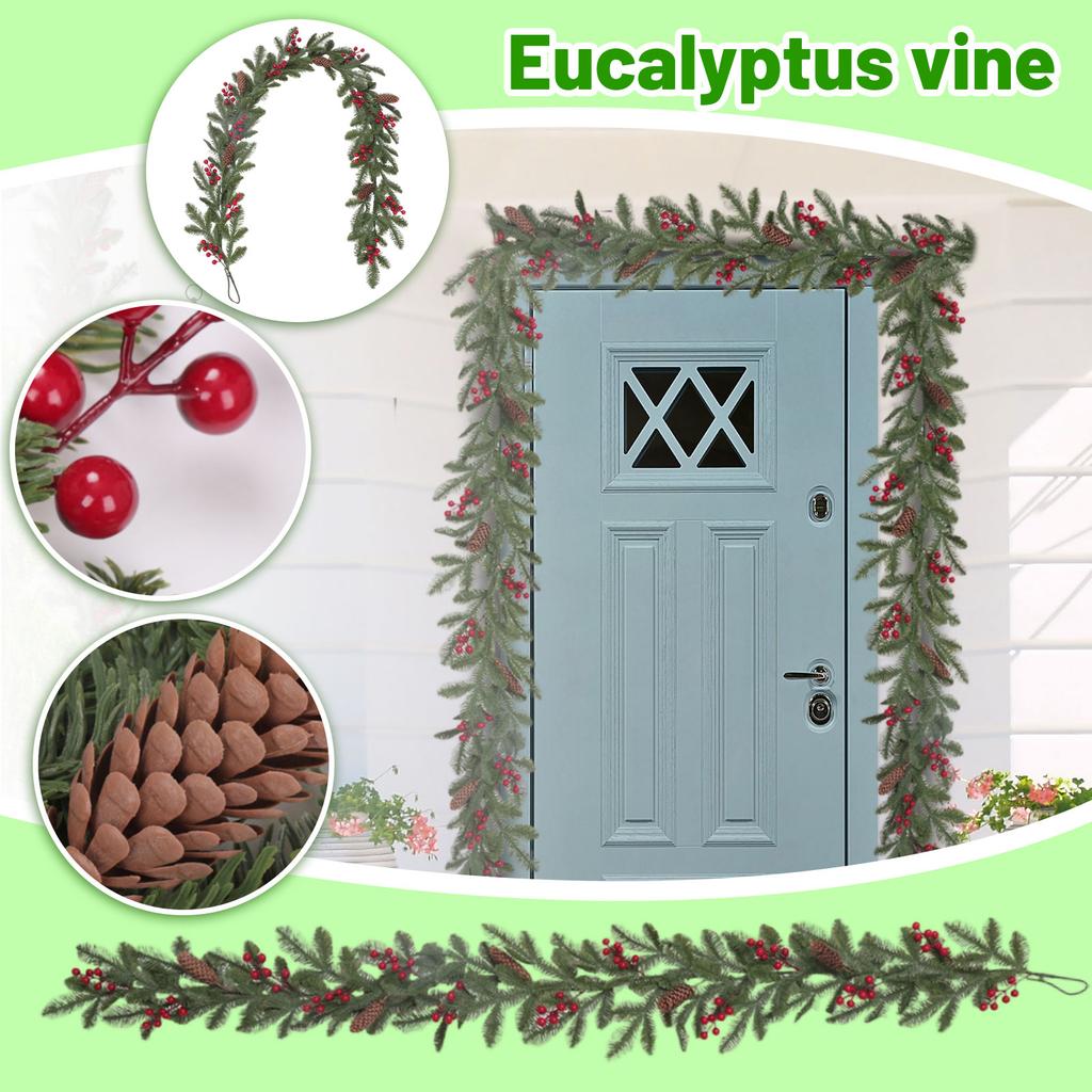 Christmas Decoration Soft Glue Leaves Simulation Door Hanging Simulation Rattan Wall Hanging