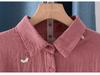 Double-Layer Gauze Floral Embroidered Long-Sleeve Autumn Shirt for Women