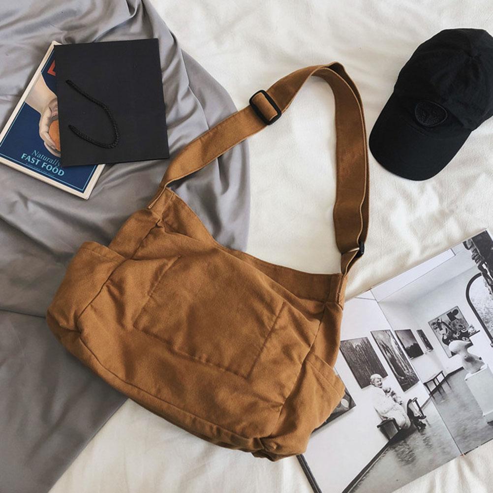 Canvas Messenger Bag Large Capacity Hobo Crossbody Bag with Multiple Pockets Casual Bags Shoulder
