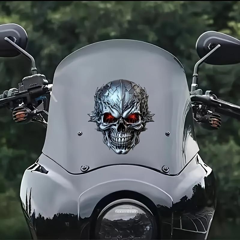 Wasserdichter Totenkopf-Aufkleber mit roten leuchtenden Augen für Autos, Motorräder und Fahrräder