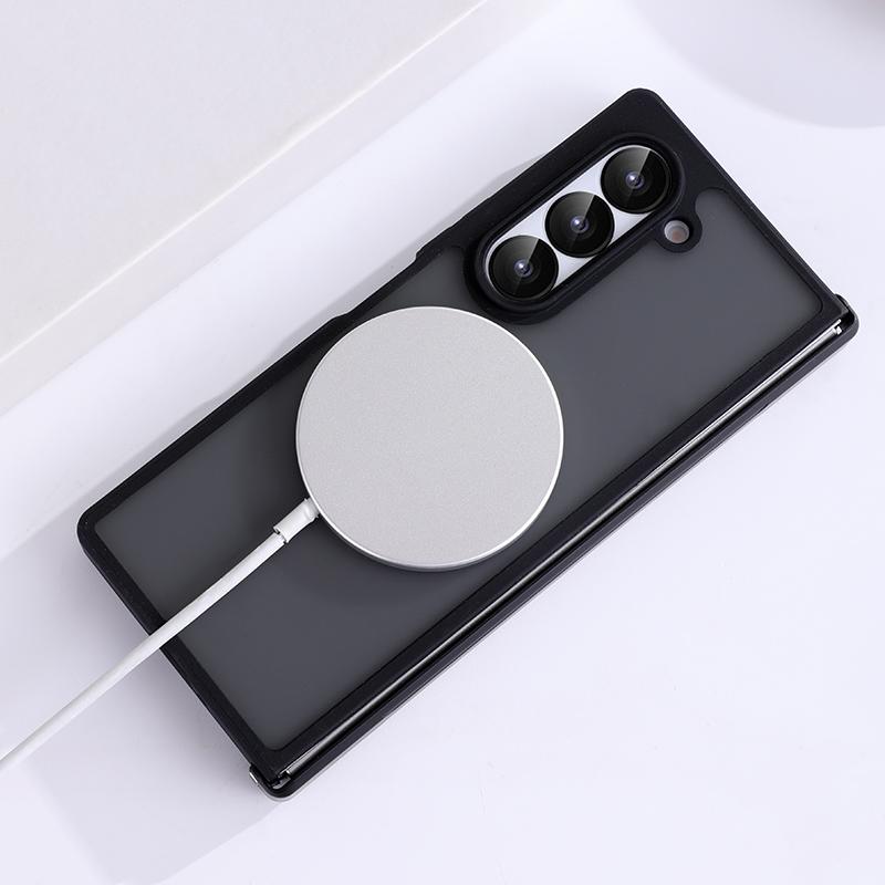For Samsung Galaxy Z Fold 4 5 6 7 8 Ultra for Magsafe Case Transparent Hinge Folding Shockproof Magnetic Wireless Charging Cover