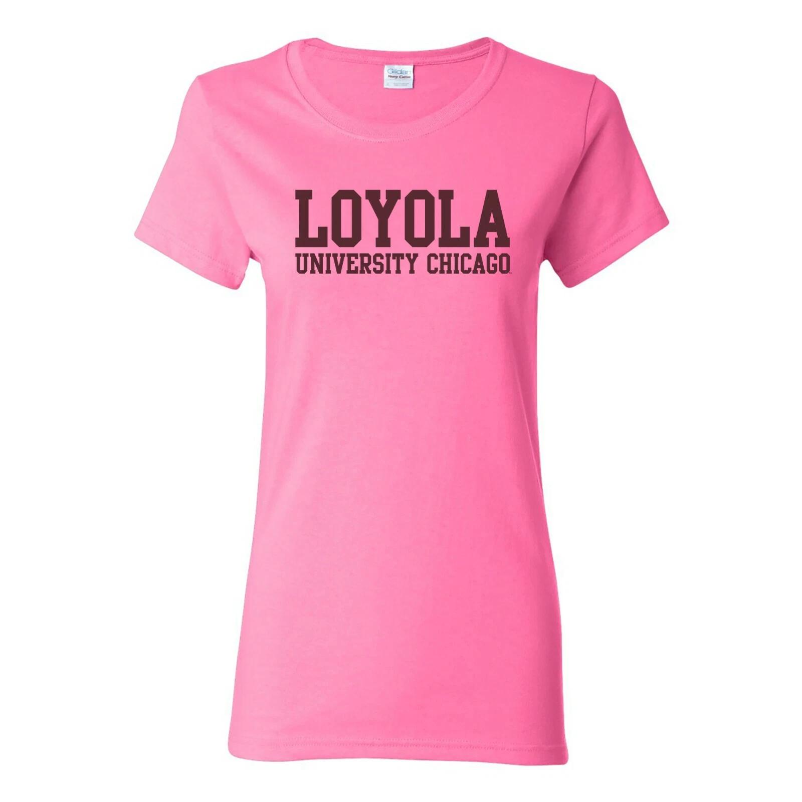 Loyola Chicago Ramblers Basic Block Womens Pink T-Shirt - Azalea S