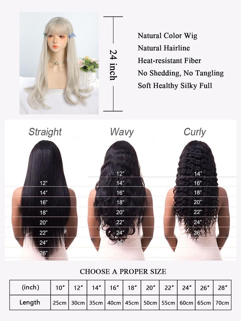 Light Ash Cosplay Synthetic Wigs with Bangs Long 24-inch Long Curly Wavy Lolita Halloween Wigs Heat Resistant Fiber Bangs Hair