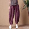 2025 Summer Retro Literary Nine-point Straight Casual Pants Women's Loose Thin Cotton and Linen Solid Color Elastic Waist Wide-leg Pants