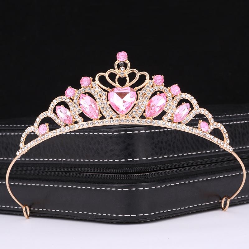 Children's Princess Crown Hair Accessories Alloy Rhinestone Love Crown Girls Birthday Headwear