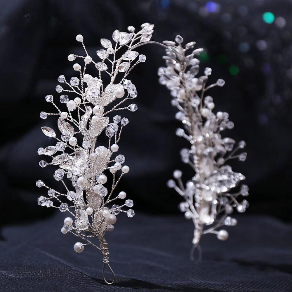 Beaded Bridal Headband Zinc Zinc Alloy Leaf Bridal Tiara Hair Vine Premium Women Hair Jewelry  Bridesmaids