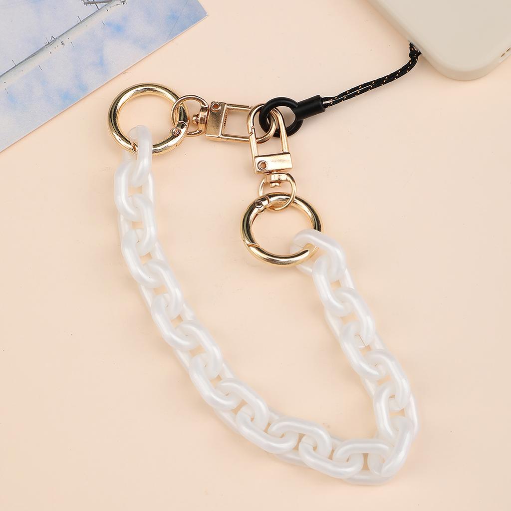 Pearl Chain Transparent Bear Shaped Pearl Clip Leather Chain Mobile Phone Rope Mobile Phone Chain