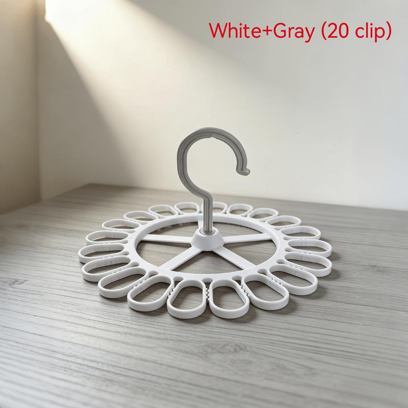 1pc Multi-functional Rotating Sock Rack 20-Clamp Hanging Design,for Balcony/Dorm/Laundry Room Space-Saving, Plastic Material, Drying Racks