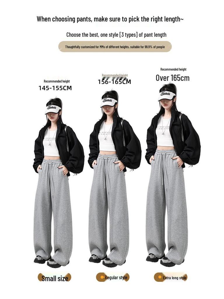 Spring 2026 Women's American-Style High-Waisted Curved Blade Sweatpants - Loose Fit, Wide-Leg, Casual Sports Trousers.