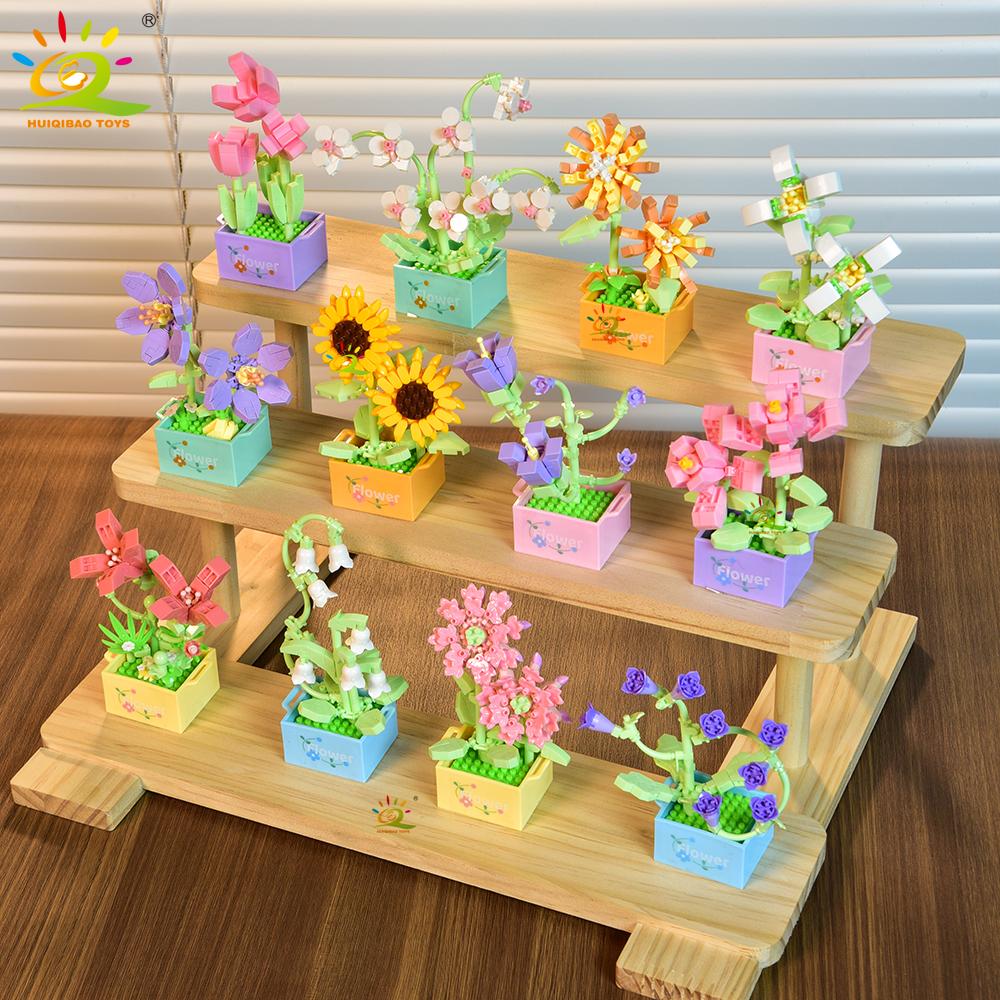 MOC Blume Sukkulente Topfpflanze Modellbaustein DIY Ewiger Strauß Zuhause Schreibtisch Pflanzen Dekoration Ziegel Mädchen Geschenk Kinderspielzeug