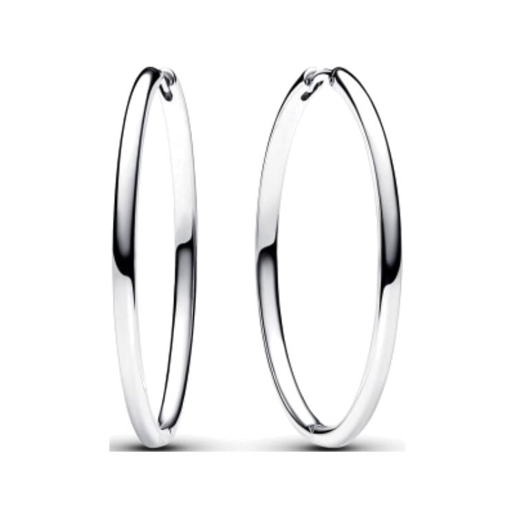 Pandora Round Earrings With Logo Women earrings Silver 293336C00 F,Silver